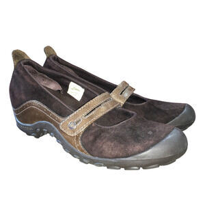 Merrell Plaza Bandeau Chocolate Mary Jane Shoe Womens 7.5 Brown Suede Retro Y2K